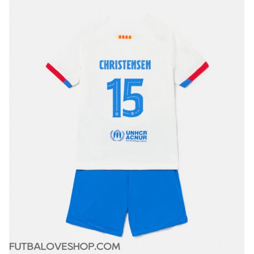 Dres Barcelona Andreas Christensen #15 Preč pre deti 2023-24 Krátky Rukáv (+ trenírky)